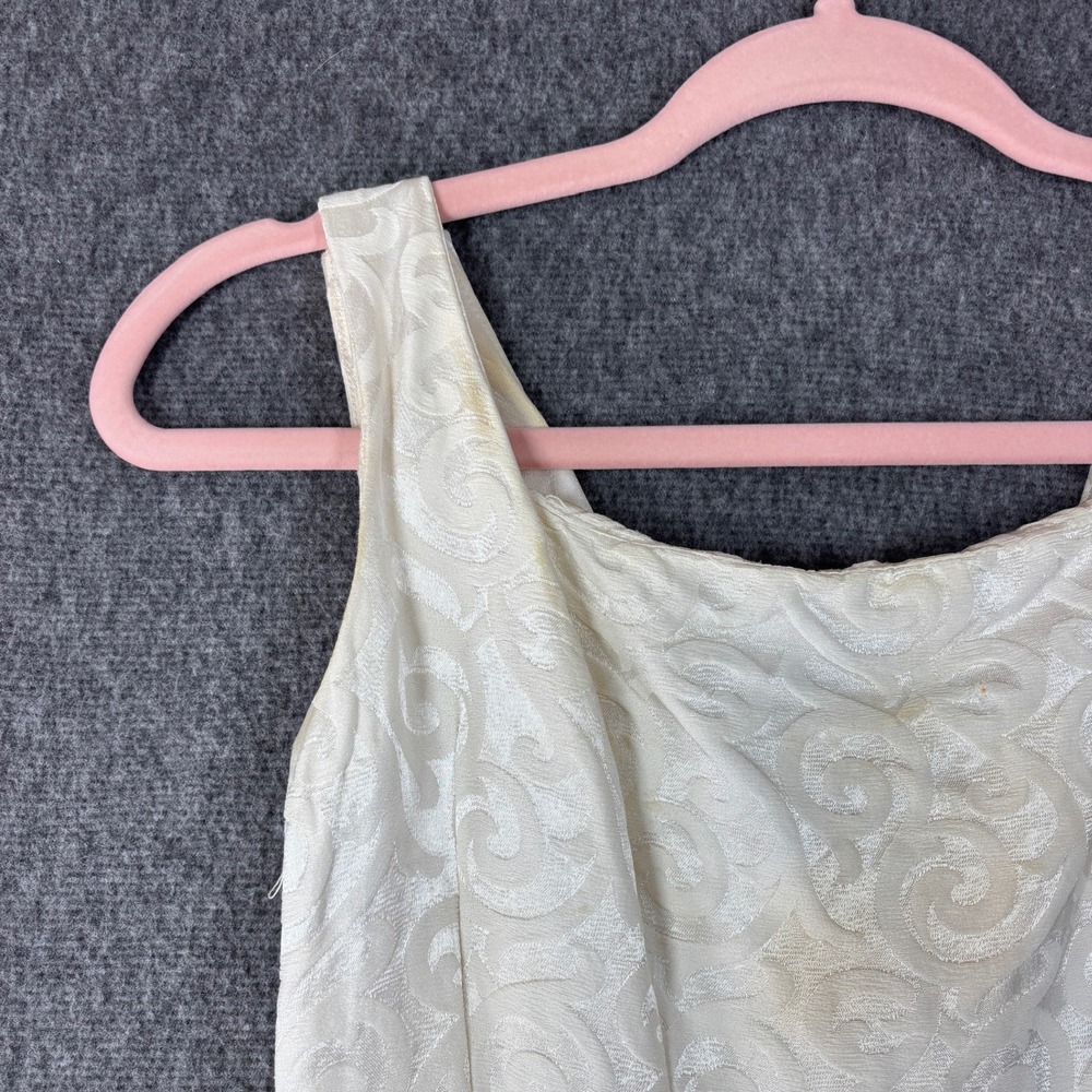 Vintage 50s Cream Swirl Jacquard Fit and Flare Dress Sleeveless Mid-Century XS - Picture 2 of 9
